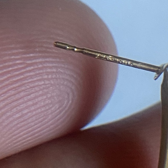 Solid 14K Gold Vintage Half Hoop Posts With Butterfly Closure Earrings. - Picture 7 of 11